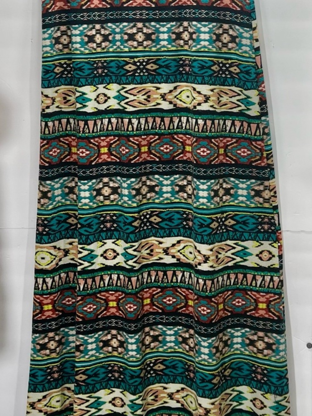 HeartSoul XL Tribal Print Maxi Skirt in Teal, Black, Cream, Red